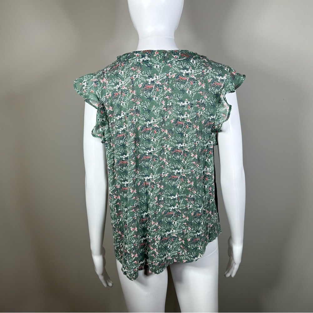 Lucky Brand Ruffle Floral Print Sleeveless Blouse - Picture 4 of 6